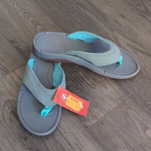 Simms Light Gray and Blue Sandals